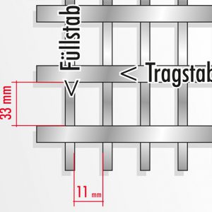 [2609-03] Das erstgenannte Maß entspricht immer der Teilung der Tragstäbe.